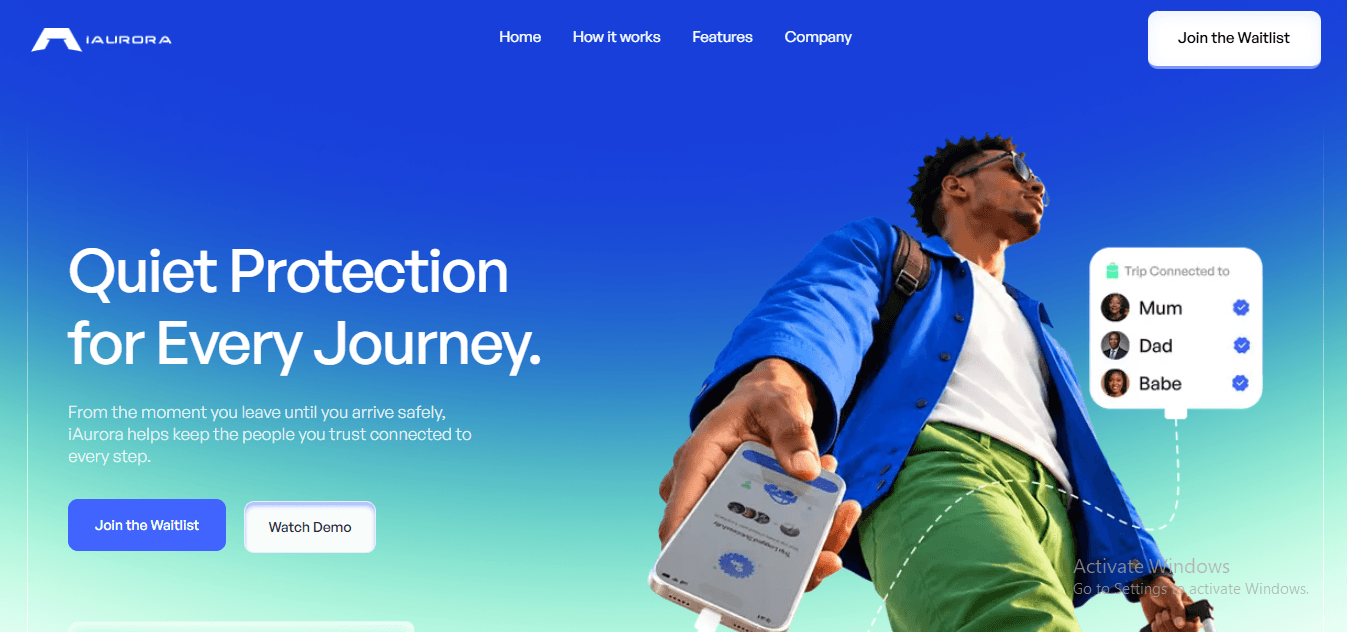iAurora landing page hero section